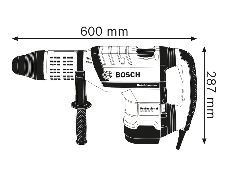 Vrtalno kladivo Bosch GBH 12-52 DV s sistemom SDS max, 1.700W, 19J, 11.9kg, 0611266000